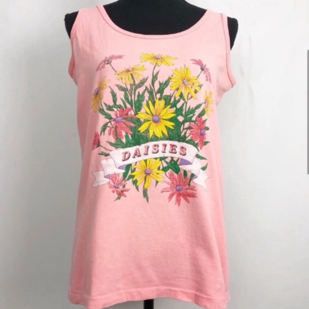 Vintage Daisy Floral Pink Tank Top